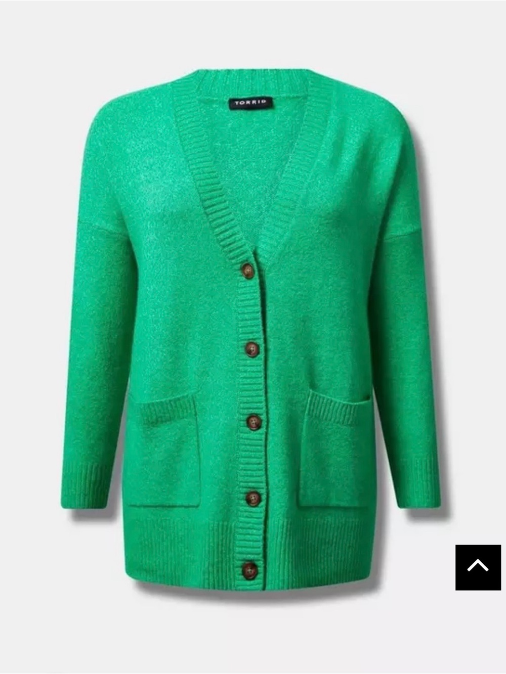 TORRID Green Vegan Cashmere Boyfriend V-Neck Cardigan Sweater - Picture 4 of 4